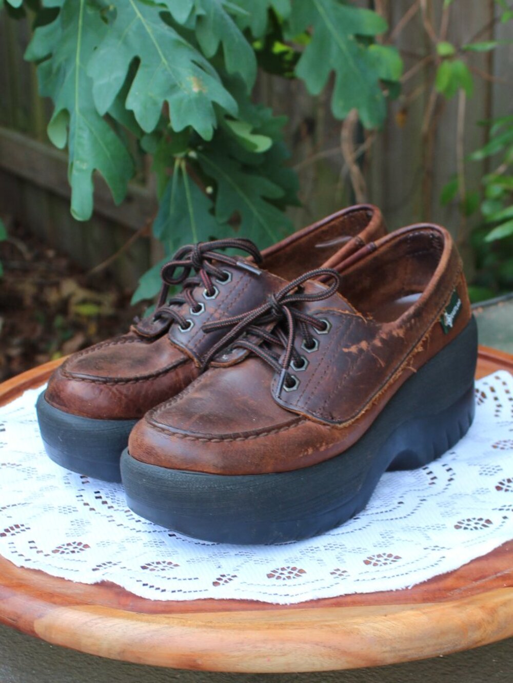 Vintage 90s Eastland Leather Platform Oxfords / Loafers US 8